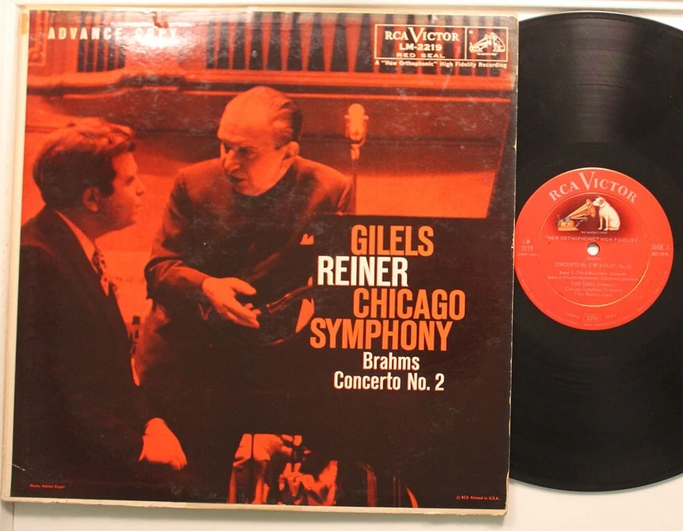 Gilels & Reiner Advance Lp Brahms Concerto No.2 on Rca - Vg / vg+ (Tape on Top - Image 1 of 1