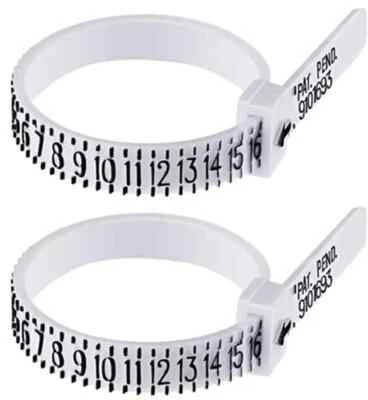 2-Pack Ring Sizer Measure Tool Gauge Plastic Finger Sizing Finder Reusable 1-17 - Image 1 of 3