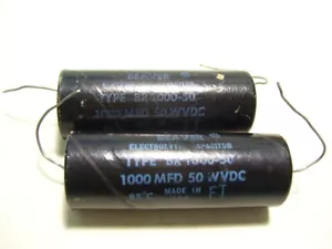 2PZ CONDENSATORE CORNELL DUBILIER BR 100-50 1000UF 50WVDC P3762 - Foto 1 di 3