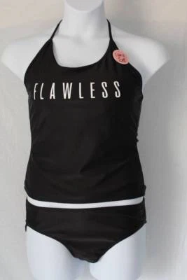NUEVO Traje de baño Tankini para mujer 2 piezas talla grande 2X negro impecable halter top bikini bo Foto 1 de 2