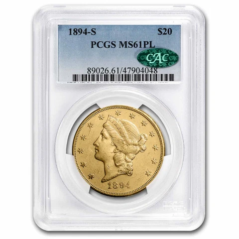 1894-S $20 Liberty Gold Double Eagle MS-61 PL PCGS CAC - SKU#278768 Cover