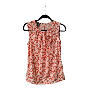 Jones New York Women's Hot Coral Silo Flowers Sleeveless Floral Top Size Small - Picture 1 of 7