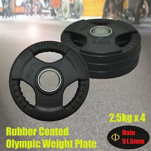 2.5kg x 4 Rubber Coated Cast Iron Olympic Weight Plate - Commercial Grade - Picture 1 of 2