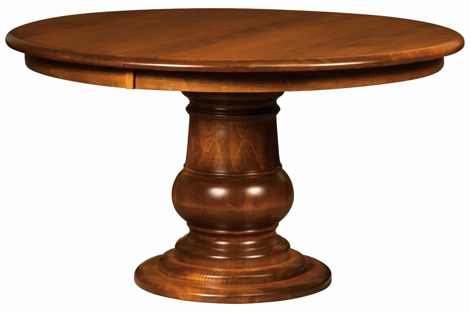 Amish Round Pedestal Dining Table Solid Wood Traditional Extendable 54", 60" - Image 1 of 1