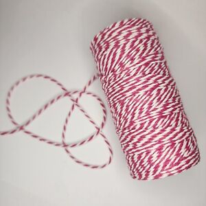 HOT PINK / WHITE BAKERS TWINE 10 Metres Cotton String Gift Tag Card Scrapbook