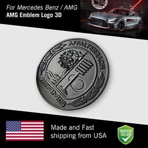 AMG Black Emblem Affalterbach Black Chrome Apple Badge Mercedes Benz 65mm - Picture 1 of 3
