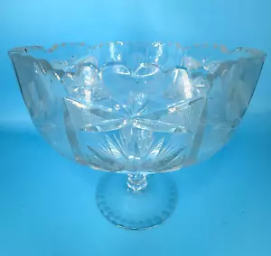 Perforadora de vidrio ABP American Brilliant Cut pedestal diente de sierra plato de tazza 8,25" - Imagen 1 de 8