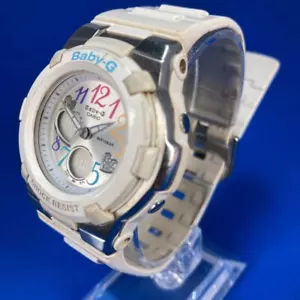 Casio Baby-G Bga-116 Digital-Analog Quartz Women Ladies Watch White Heart Used V - Picture 1 of 10