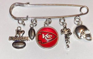 Kansas City Chiefs Football Charm Kilt Pin Brooch Love Fan Helmet 2.75" - Picture 1 of 1