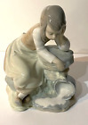  Lladro Nao Young Milkmaid Girl With Pail Of Spilt Milk