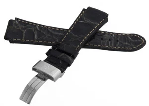 Aqua Master Mens 20mm x 20mm Patent Leather Silver Buckle Watch Band Strap - Picture 1 of 3