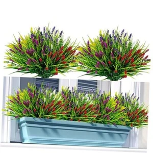 Pcs Artificial Flowers for Outdoor, Plastic Plants Decor, UV Faux 10 5 Color - Picture 1 of 8