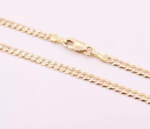 High Polish Cuban Curb Chain Anklet 14k Solid Yellow Gold 10" - Picture 1 of 4