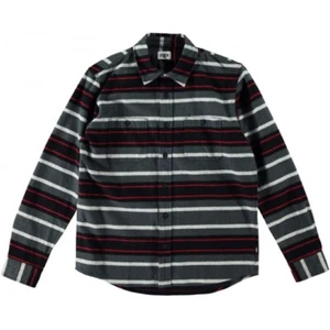 Edwin Labour Flannel Shirt Sz L Grey Stripe Utility Overshirt Cotton Lumberjack - Picture 1 of 13
