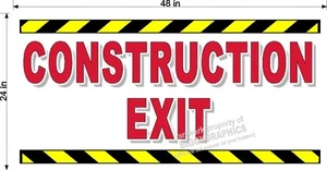 CONSTRUCTION EXIT VINYL BANNER 2' X 4' NEW! - Picture 1 of 1