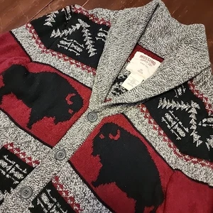 Vintage Mossimo Bison Cardigan Wool Blend Y2K Aztec Like Button Up Sweater  - Picture 1 of 7