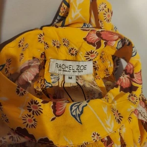 Rachel Zoe Women's 100% Rayon Yellow Floral Peplum Halter Top Size Medium NWT - Picture 1 of 12
