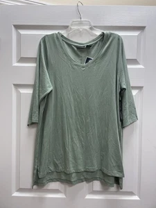 NWT Tahari Womens My Perfect Shape  Green 1X 3/4 SL Knit Tunic Pit 25 31L 6.00 S - Picture 1 of 7