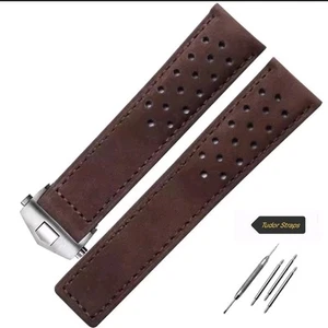 TAG Heuer F1 Strap - Brown Leather Strap for Monaco - F1 Aquaracer - 22mm - Picture 1 of 4