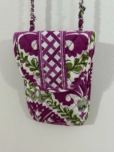 Vera Bradley Cell Phone Pouch Pink Julep Tulip Quilted Crossbody Chain Strap - Photo 1 sur 6
