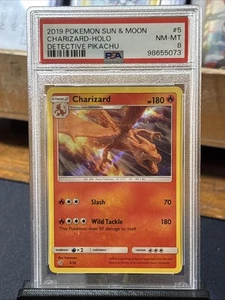 2019 Pokemon Sun & Moon Detective Pikachu 5/18 Charizard Holo PSA 8 Trading Card - Picture 1 of 10