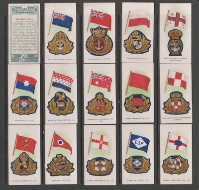 CIGARETTE CARDS BAT 1930 Ships Flags & Cap Badges - complete set - Image 1 of 2