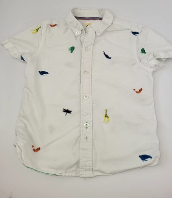Boys Mini Boden Animal Insect Embroidered Button Down Shirt sz 5-6 short sleeve - Image 1 of 4