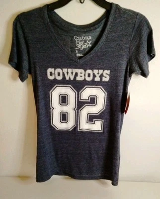 Camisa para mujer Dallas Cowboys #82 Witten mangas cuello en V jaspeado azul marino nueva pequeña Foto 1 de 4