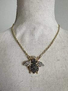 ๐ BaubleBar Gold-Tone Bee Statement Necklace with Black & Clear Crystals - Picture 1 of 7