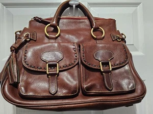 DOONEY & BOURKE FLORENTINE SATCHEL WITH POCKETS - CHESTNUT - Picture 1 of 10