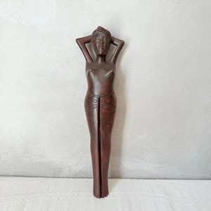 VTG Hand Carved Wood Nude Women Nutcracker Figure Folk Art 13" MCM Tiki Decor - Picture 1 of 12