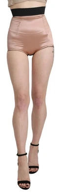 DOLCE & GABBANA Shorts Beige Silk High Waist Mini Pants IT40 / US6 / S RRP $700 - Image 1 of 4