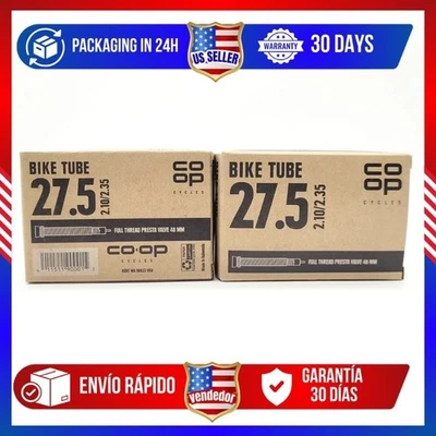 Tubo de bicicleta Presta para bicicletas cooperativas 27,5 x 2,1-2,35 se adapta a neumáticos de MTB - Paquete de 2 Foto 1 de 4