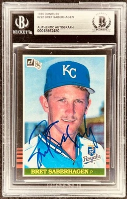 Bret Saberhagen autographed signed Royals 1985 Donruss Rookie Card RC BAS slab - Image 1 of 2