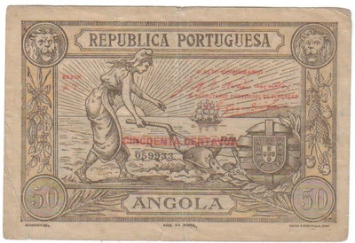 ANGOLA PORTUGAL 50 CENTAVOS 1921 PICK 62 LOOK SCANS - Image 1 of 2