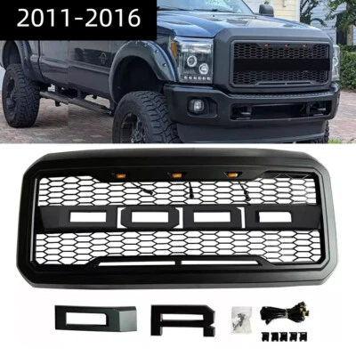 For 2011-2016 Ford F250 F350 Super Duty Raptor Style Grille Grill Matte Black - Image 1 of 4