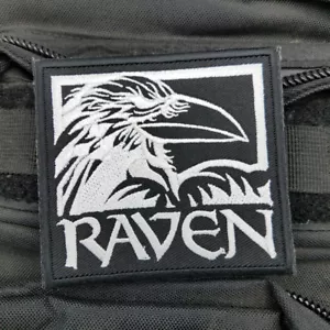 Raven American Black Crow Militray taktischer Haken Aufnäher bestickt weiß - Bild 1 von 4