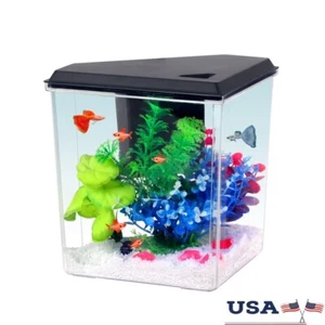 1 Gallon Plastic Aquarium Tank Filter LED Light Accessories Setup Guide Black - Picture 1 of 9