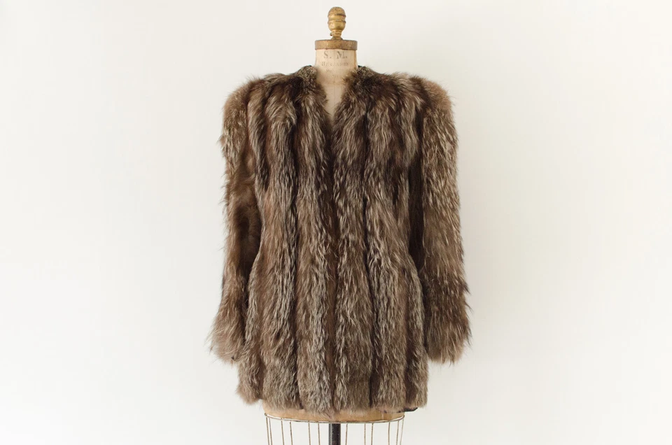 Abrigo de piel marrón vintage The Madison Shop chaqueta de invierno Columbus Ohio Foto 1 de 4