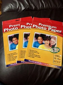 Premium Photo Paper High Optical Gloss 8 Sheets 8.5"x11"  BRAND NEW - Lot of 3 - Picture 1 of 1