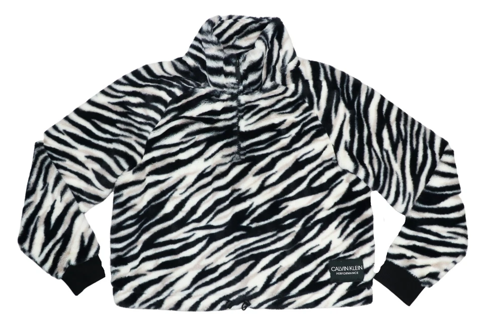 Sudadera para mujer Calvin Klein estampado de cebra media cremallera polar L nueva con etiquetas Foto 1 de 1