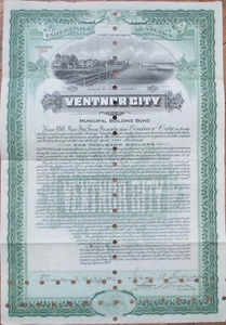 Ventnor City, NJ 1929 Building Bond Certificate, Boardwalk Vignette, New Jersey - Bild 1 von 2