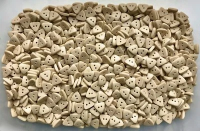 Buttons 11mm 18L Light Brown Natural Cream Beige Triangle 2 Hole Craft Small K51 - Image 1 of 4