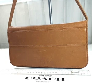 Coach Fletcher Medium Camel Crossbody Clutch Smooth Leather Brass - Picture 1 of 13
