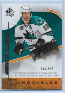 Joe Thornton 2008-09 SP Authentic #122 SN 593/999