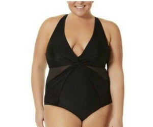 Women’s Plus Size One Piece Black Slimming Swimsuit By Terra & Sky A9 - Picture 1 of 10