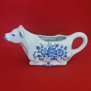 Vintage Porcelain Cow Creamer Blue White Hand Painting Made in Japan - Picture 1 of 11