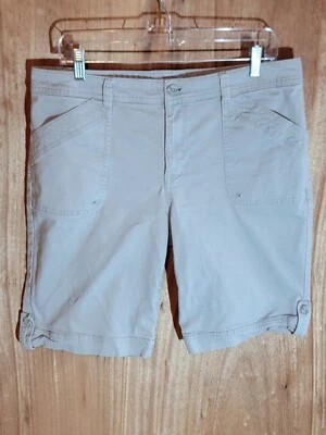 Gloria Vanderbilt Caquis Pantalones Cortos Mujer Talla 12 Bermudas Frente Plano tiro Medio Gris Foto 1 de 4