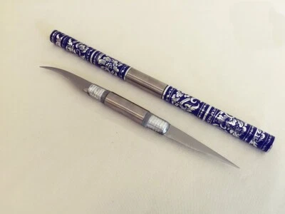 CUCHILLOS TAILANDESES HERRAMIENTAS DE FRUTAS Y JABÓN HECHOS A MANO MANCHA COLOR AZUL 2 en 1 Foto 1 de 3