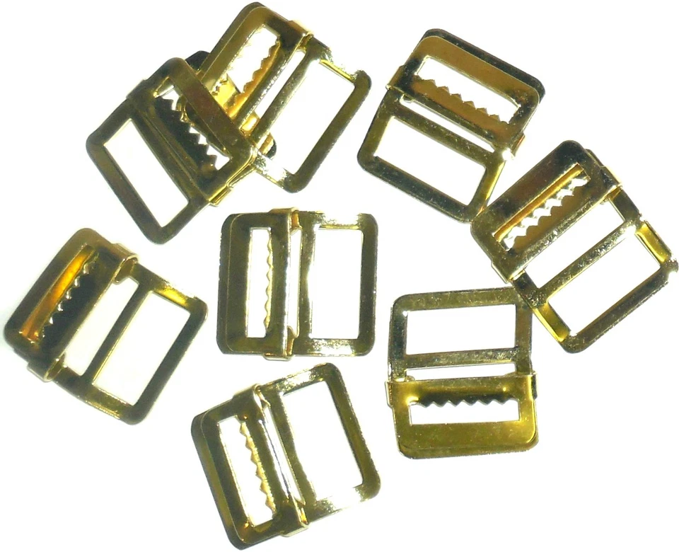 Metal Oro Chaleco Deslizador Hebillas, Ajuste Barra, 19MM Tira Ancho, Arte STW-1 - Imagen 1 de 1